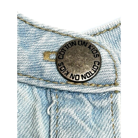 Cotton On Kids Girl Light Blue Denim Dress 6 Snap Buttons Short Sleeve Band Neck - Picture 8 of 16